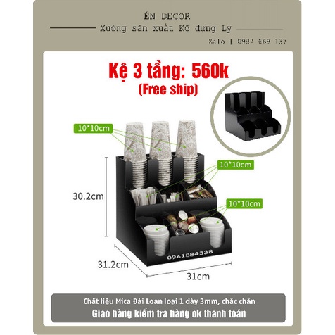 Kệ để ly nhựa, ly giấy quán cafe trà sữa- Chuyên sỉ  fb Xưởng móc khoá Én decor