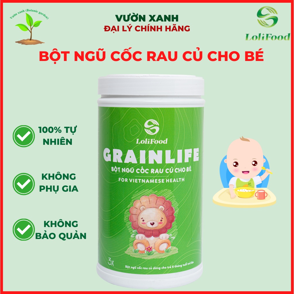 Bột Ăn Dặm LOLIFOOD. Bột Ngũ Cốc Rau Củ. Grainlife. Bột ngũ cốc ăn dặm organic Cho Bé Từ 6 Tháng Tuổi