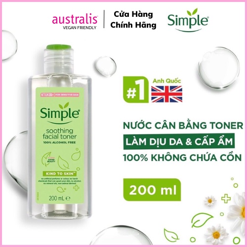 [Sale 45k 21H - 24H ] Nước Hoa Hồng, Nước Cân Bằng Simple Làm Dịu Da & Cấp Ẩm Cho Da Nhạy Cảm 200ml | BigBuy360 - bigbuy360.vn