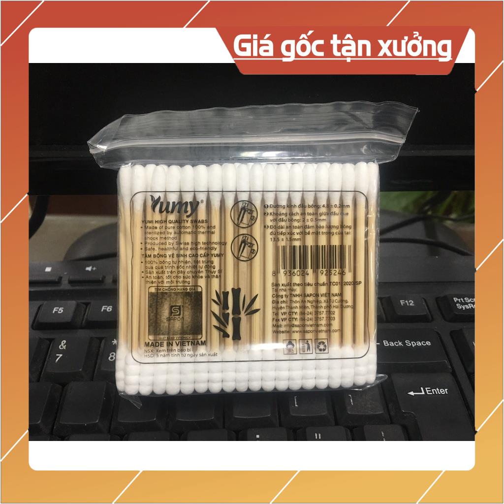 Tăm bông 100 que/gói thân trúc dùng vệ sinh tai mũi  người lớn