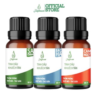 Combo 3 Bộ Khuếch tán Tinh dầu Sả Chanh, Cam Ngọt, Bạc Hà 5ml/chai JULYHOUSE khử mùi, thơm phòng, thư giãn