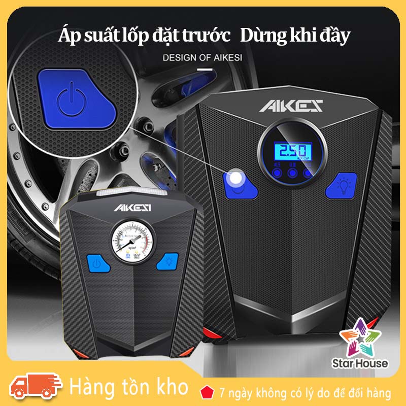 Máy Bơm Lốp Ô Tô AIKESI Áp Suất Điện Tử 35l/p - Loại Bơm Cực Khỏe - Nội Thất Xế Cưng