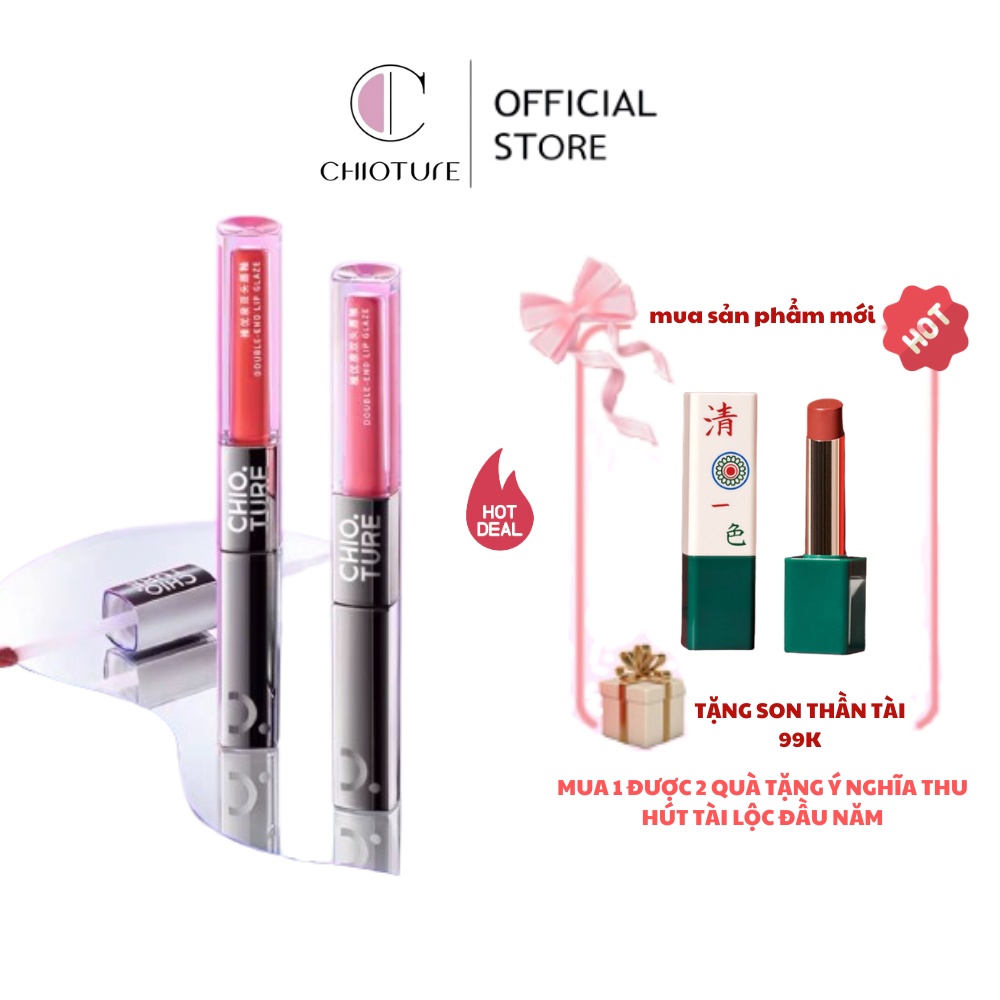 Son bóng hai đầu Chioture Double End Lip Glaze 2.2g siêu lì căng mọng môi lấp lánh quyến rũ