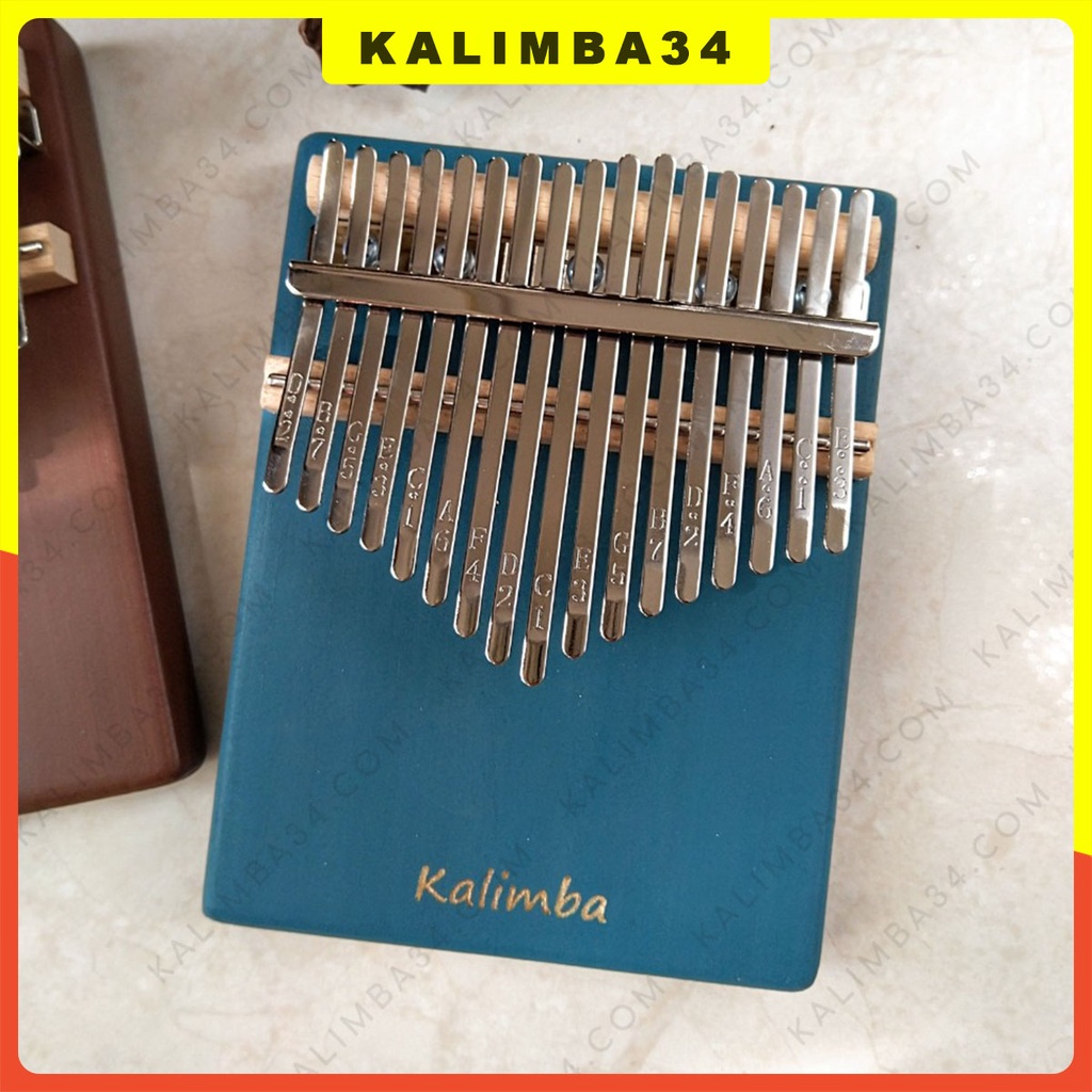 Đàn kalimba 17 phím hình chữ nhật nhiều màu KL34, Kalimba rẻ nguyên khối khắc hình dễ thương tặng kèm phụ kiện