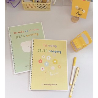 1 sổ từ vựng ielts reading + 1 sổ bài mẫu và từ vựng ielts writing