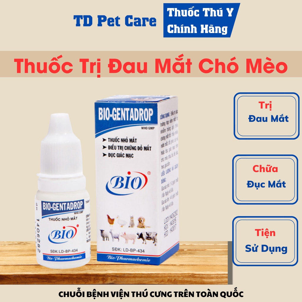 Nước Nhỏ Mắt Không Khô Mắt Dành Cho Chó Mèo TD Bio GentaDrop