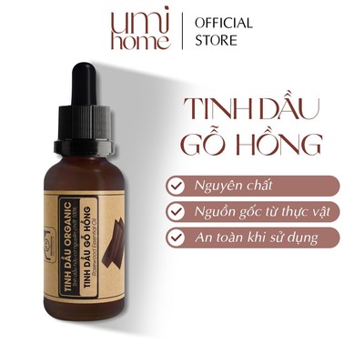 Tinh dầu thơm phòng Gỗ Hồng hữu cơ UMIHOME nguyên chất 10ml - Dùng xông giảm căng thẳng, dễ ngủ, thơm phòng