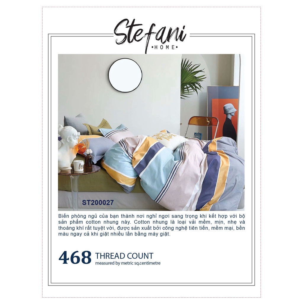 Bộ 5 món NIN House - Stefani bao gồm drap, áo gối kèm mền - ST200027
