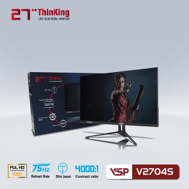 Màn hình phẳng LED tràn viền Slim Bezel VSP V2704S | BigBuy360 - bigbuy360.vn