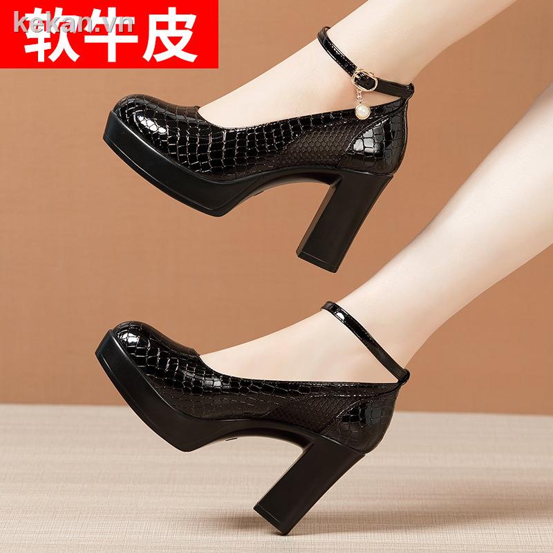 Giày Cao Gót Da Cá Sấu Đế Dày Chống Thấm Nước Cho Nữ