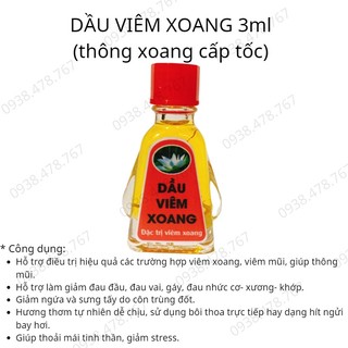 Dầu viêm xoang nước vàng 3ml nắp cam