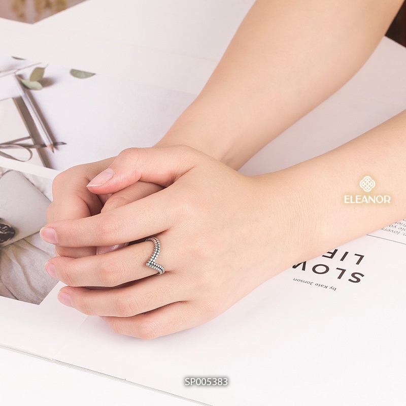 Nhẫn nữ hở bạc 925 Eleanor Accessories thiết kế dáng chữ V phong cách basic phụ kiện trang sức cá tính 5383