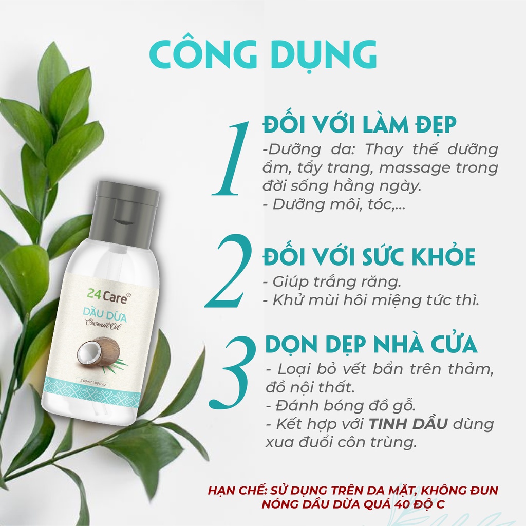 Dầu nền 24care nguyên chất thiên nhiên 60ml - Dưỡng da, dưỡng tóc, nguyên liệu nguồn gốc từ thiên nhiên