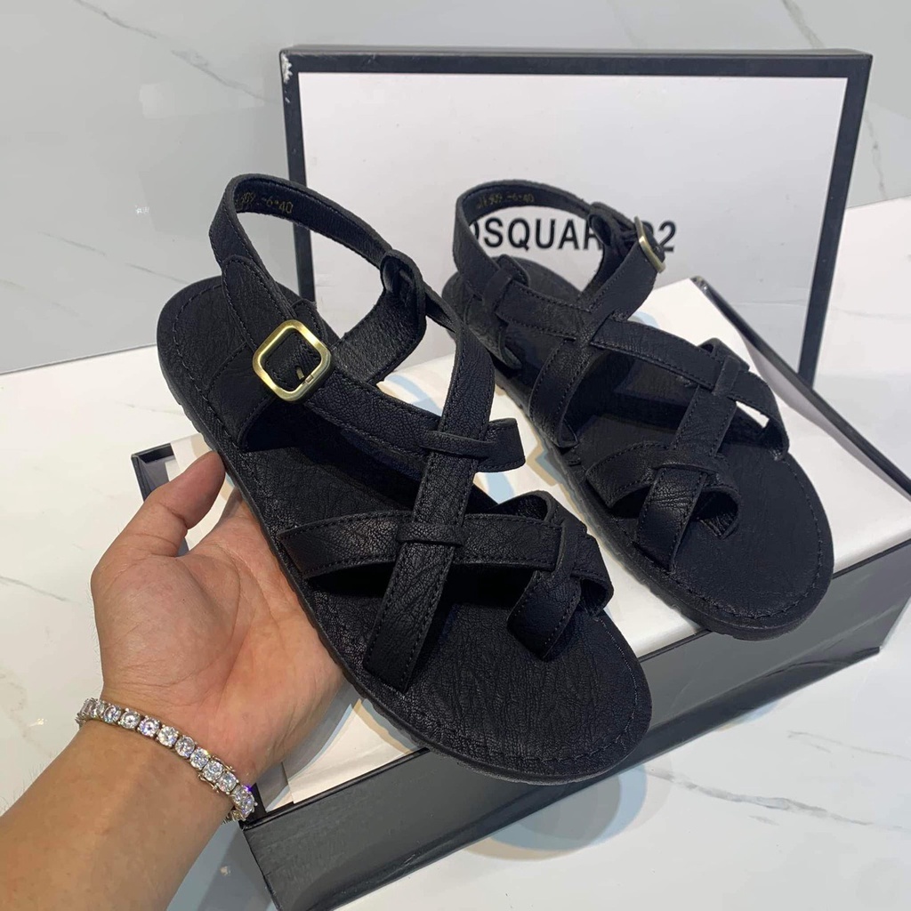 Giày dép sandal dsq quai hậu vằn phòng xỏ ngón nam nữ đế trấu Full Màu 2022