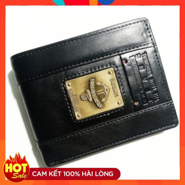 Ví nam da bò thật da sáp bảo hành 12 tháng kèm hộp đựng sang trọng