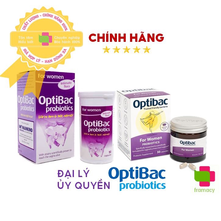 Men vi sinh Optibac tím Optibac Probiotics For Women, UK Anh Quốc (30v/ 90 viên) hỗ trợ phụ khoa cho phụ nữ và mẹ bầu