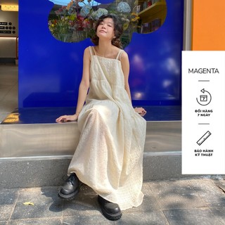  Váy hai dây Magenta Yurika dáng oversize chất liệu tơ kẻ 