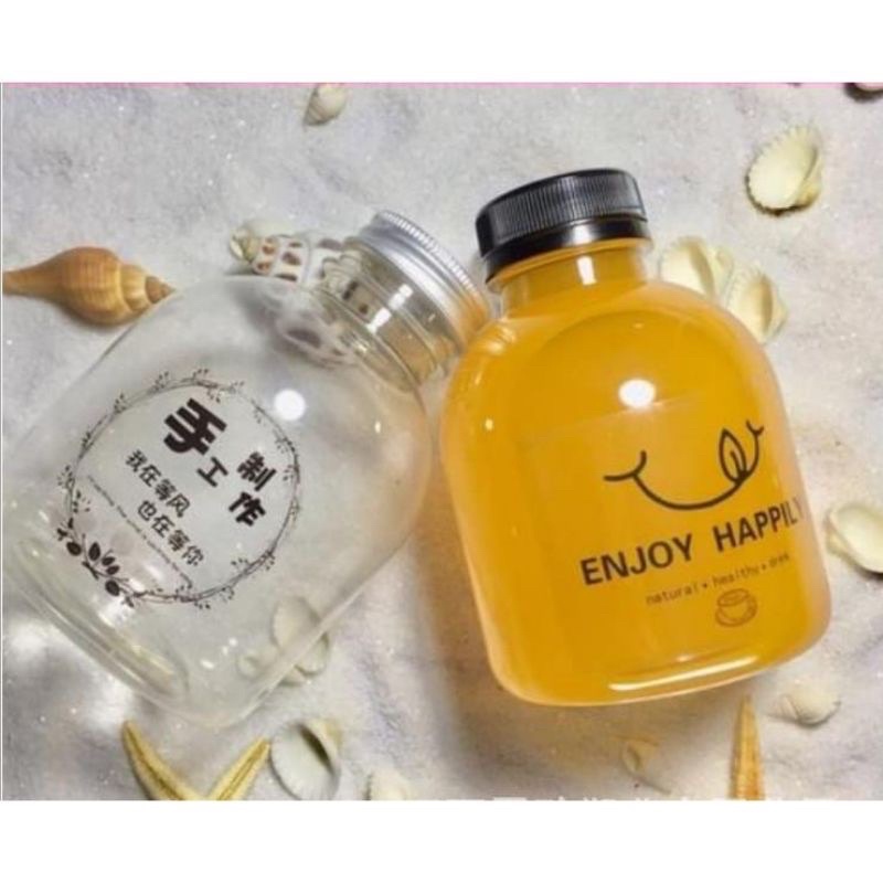 Chai nhựa bầu lùn cổ rộng 400ml nắp nhôm