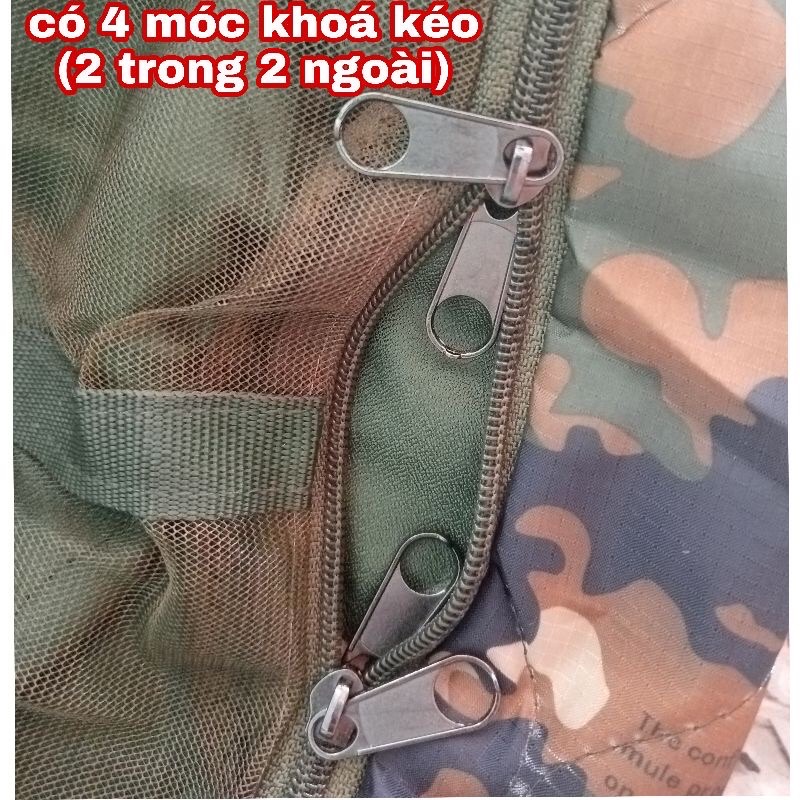 Võng quân đội có mùng to dày cao cấp tặng kèm 3m dây dù.