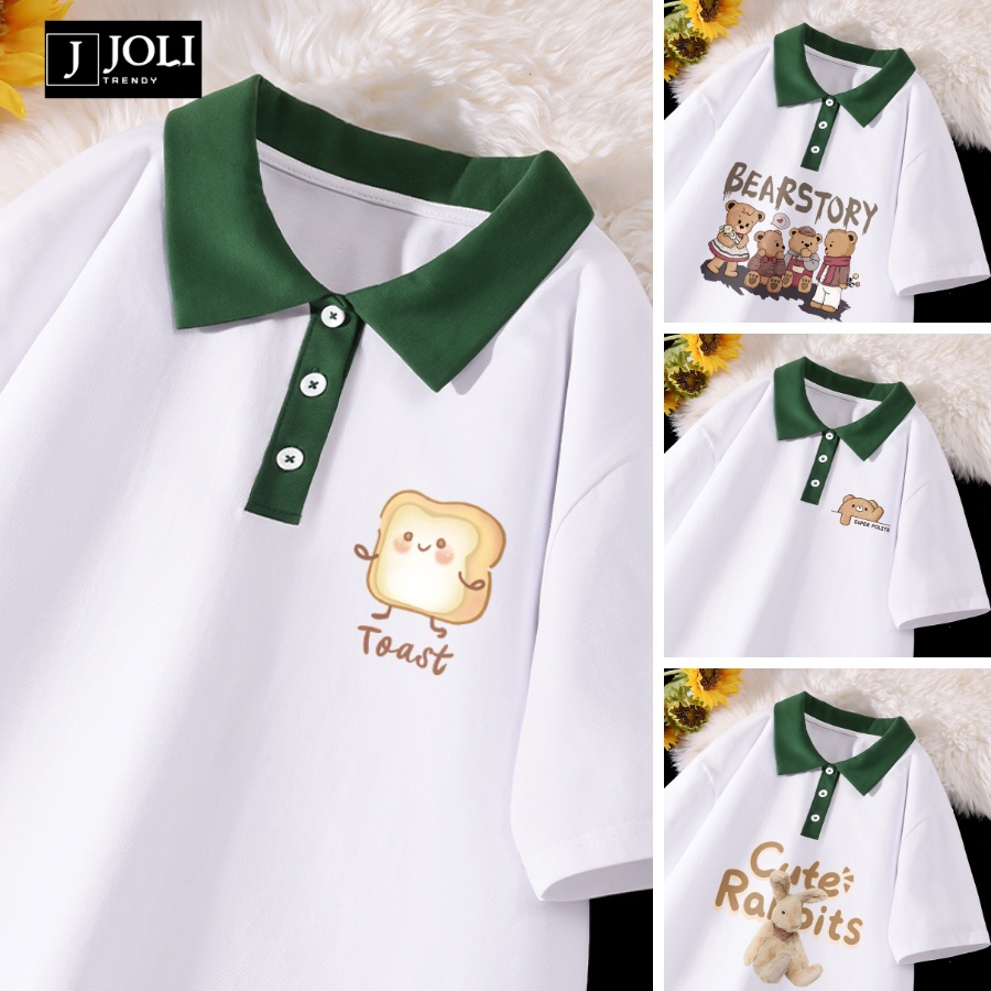 Áo Polo Unisex Mã PL Toast Màu Trắng Phối Cổ Xanh Form Rộng Tay Lỡ Cho Nam Nữ | BigBuy360 - bigbuy360.vn