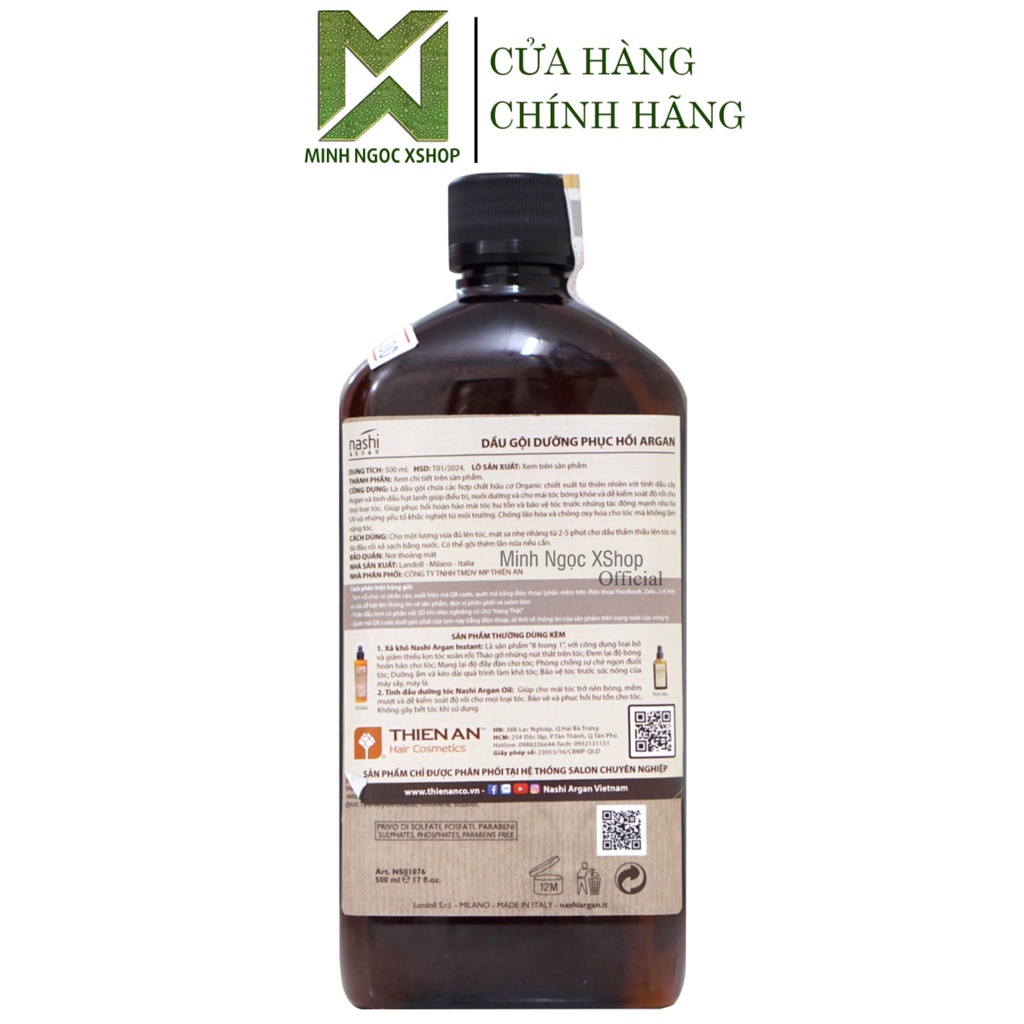 Dầu gội phục hồi tóc hư tổn Nashi Argan 500ML