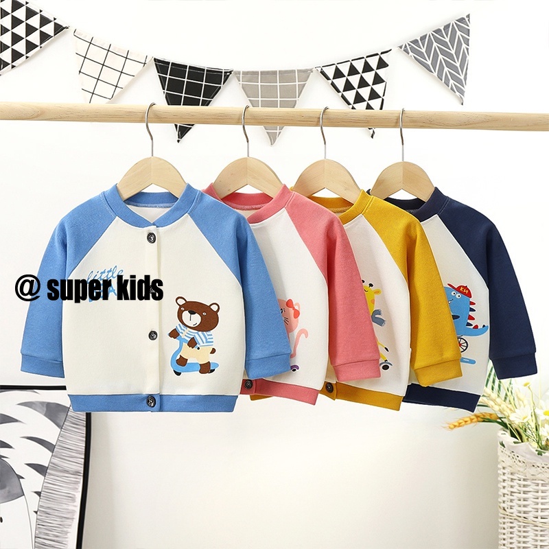 SUPER KIDS Áo Khoác cardigan Cổ Chữ V Thời Trang Mùa Thu Cho Bé Trai Và Gái