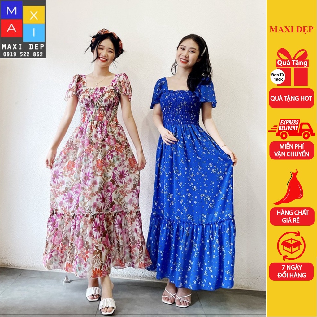 Đầm Cánh Tiên Cao Cấp Hoa Hồng Maxi Đẹp Freesize Ôm Dáng Dịu Dàng