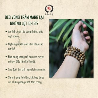 Vòng Trầm Tốc Trầm Tuệ, Hạt Tròn Nhiều Size, Trầm Tự Nhiên Việt Nam, Không Hóa Chất, Không Tẩm Hương