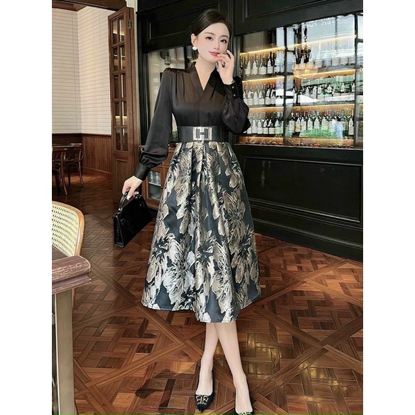 𝐇𝐀̀𝐍𝐆 𝐍𝐇𝐀̣̂𝐏- ĐẦM LỤA PHỐI GẤM KÈM BETL CAO CẤP TẶNG KÈM HOA TAI THỜI TRANG