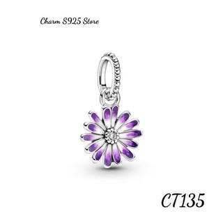 CHARM PAN ALE HOA CÚC TREO MÀU TÍM BẠC S925 THUẦN KHIẾT HÀNG CAO CẤP