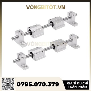 Bộ Thanh Trượt Tròn Trục 25mm (Gồm 2 thanh trượt tròn SC25 + 4 Hộp trượt + 4 Gối đỡ)