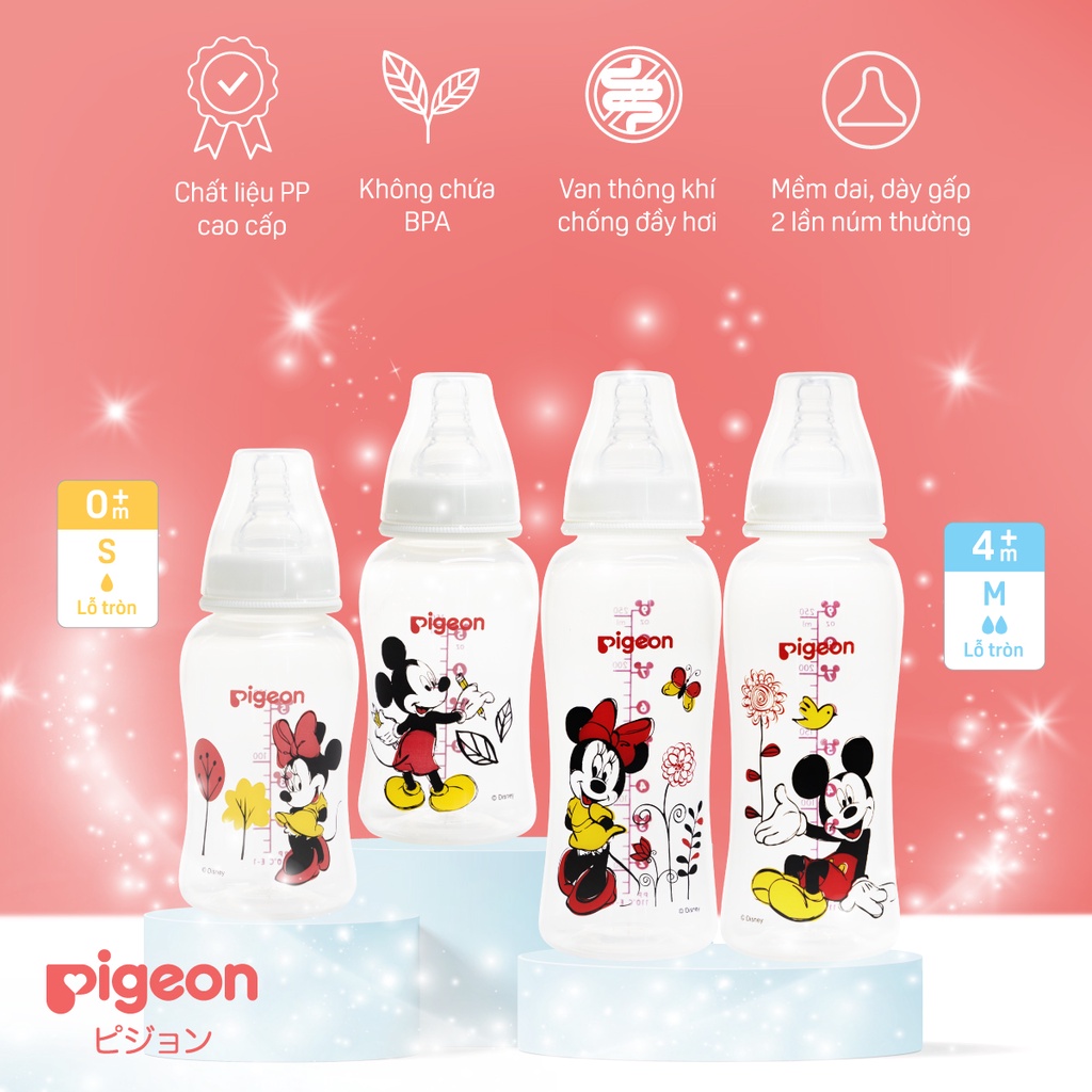 Bình Sữa PP Streamline Pigeon Hình Chuột Mickey 150ml/250ml