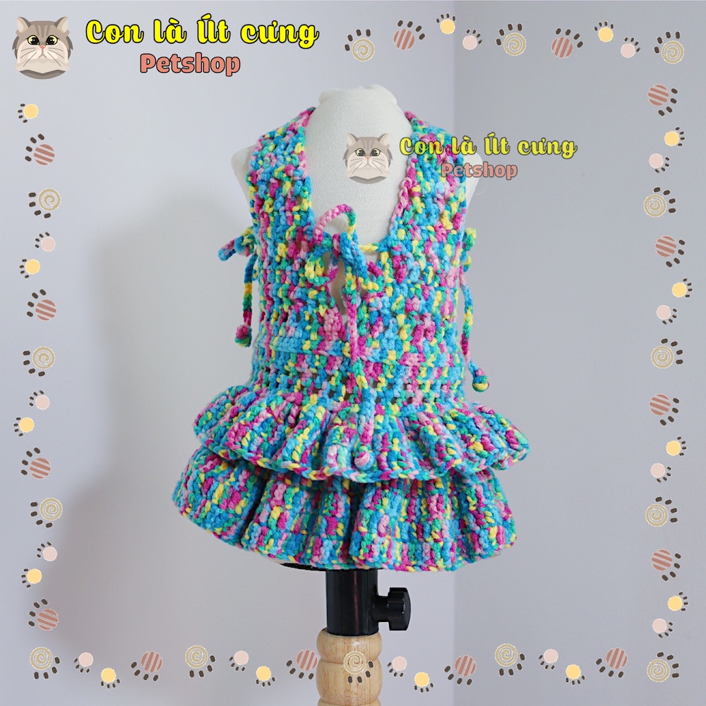 Đầm tầng cột dây handmade thiết kế siêu lạ mắt cho thú cưng chó mèo - | MADE BY ÚT | - Con là Út cưng Petshop