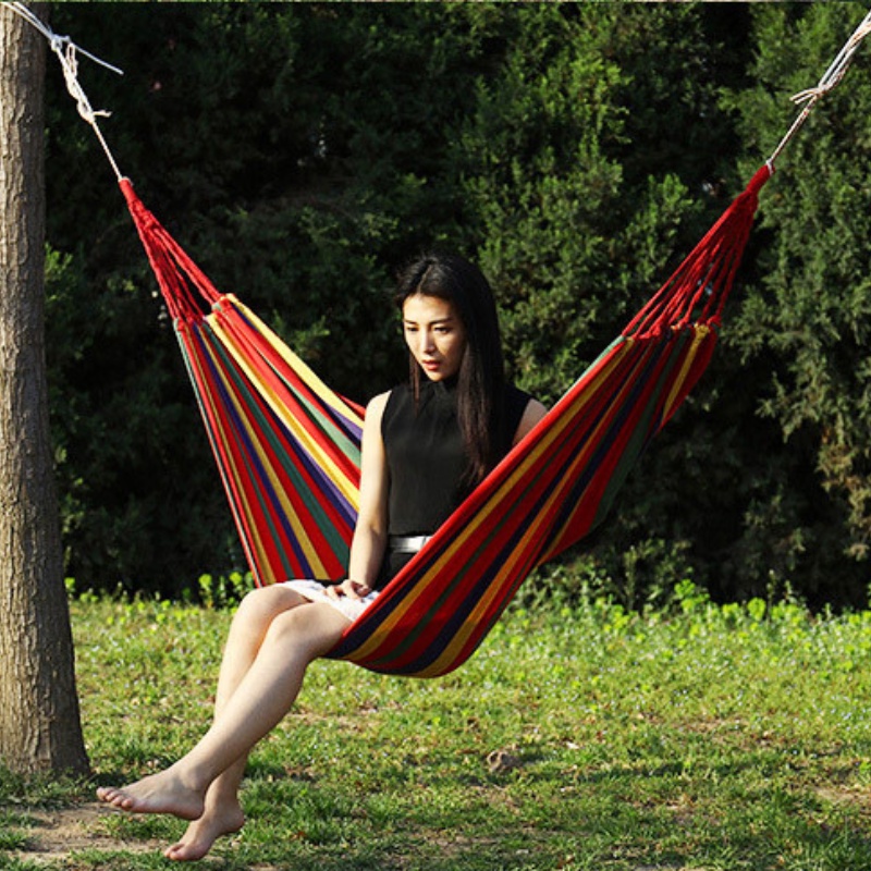 Võng camping đa sắc vải canvas kích thước 190 x 80cm tặng kèm dây và túi đựng