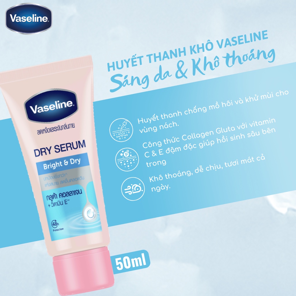 Tinh chất dưỡng trắng, khử thâm nách Vaseline Dry Serum White & Dry 45ml