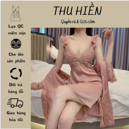 Mã 001 -Sét choàng ngủ kèm váy cánh tiên cao cấp- Đầm mặc nhà quảng châu túi zip xịn