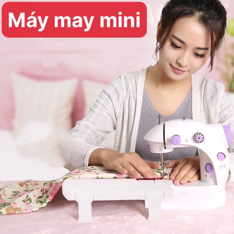 Máy May Mini Gia Đình CMD Có Đèn Led và BÀN ĐẠP CHÂN ( đầy đủ phụ kiện)