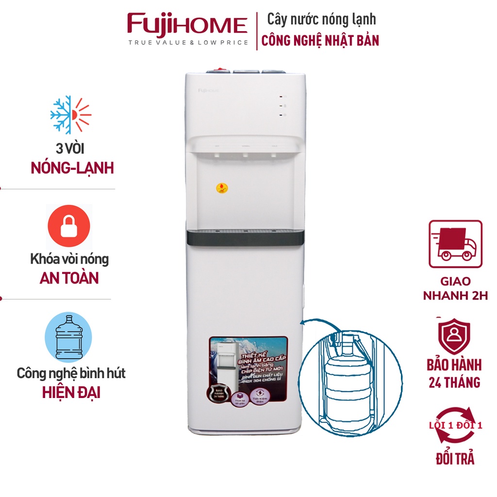 Cây nước nóng lạnh Nhập Khẩu bình âm Fujihome WD606ES tiết kiệm điện máy nước nóng lạnh mini dispenser water