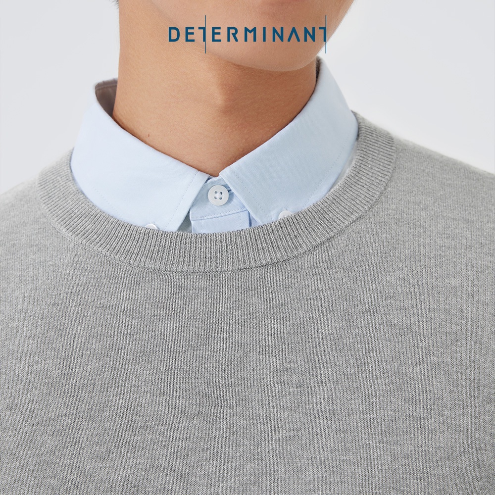 Áo sweater nam len Merino cao cấp DETERMINANT cổ tròn - Cotton/sợi Siro wool - Xám - Grey EGBC25 [DETFS01]
