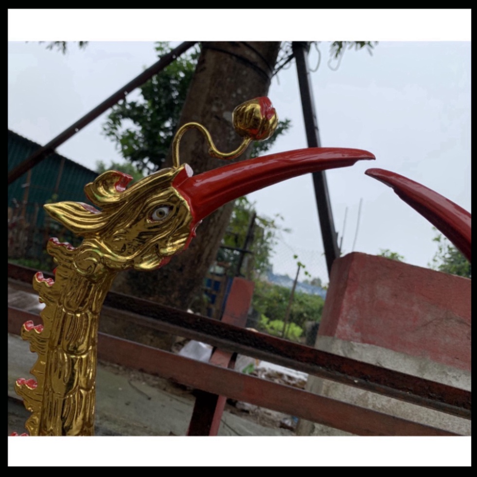 Cặp hạc bàn thờ gia tiên mào gia tiên gỗ mít sơn son cao 61cm