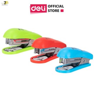 Dập ghim mini #10 Deli, Đính kèm 1000 chiếc ghim 12 trang, Xanh, đỏ, xanh lá - 1 cái E0253