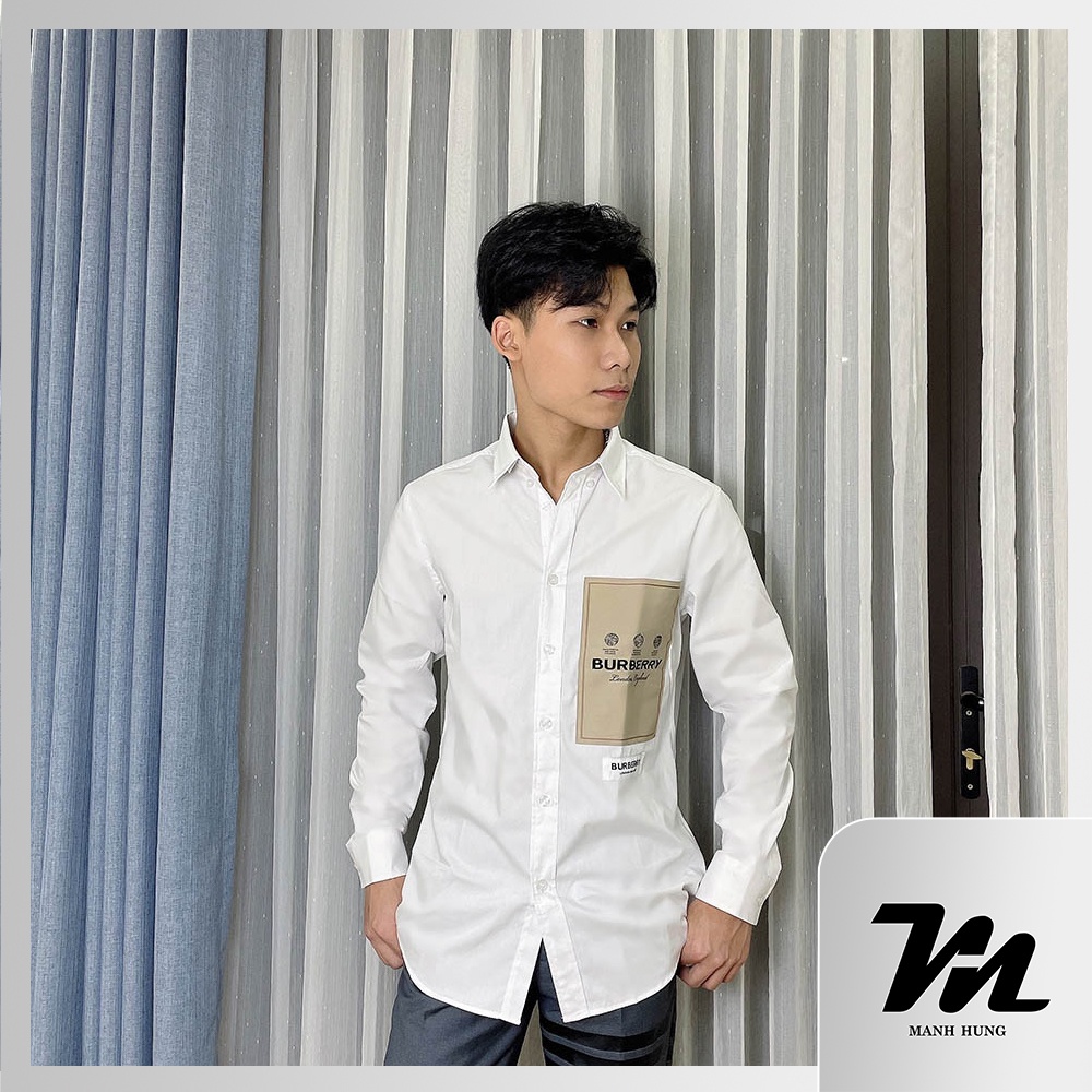 - Áo Sơ Mi Burberry - Sơ Mi Bbr Lable Logo - Chuẩn Hàng Cao Cấp Loại 1 Qc Mạnh Hùng Shop 219