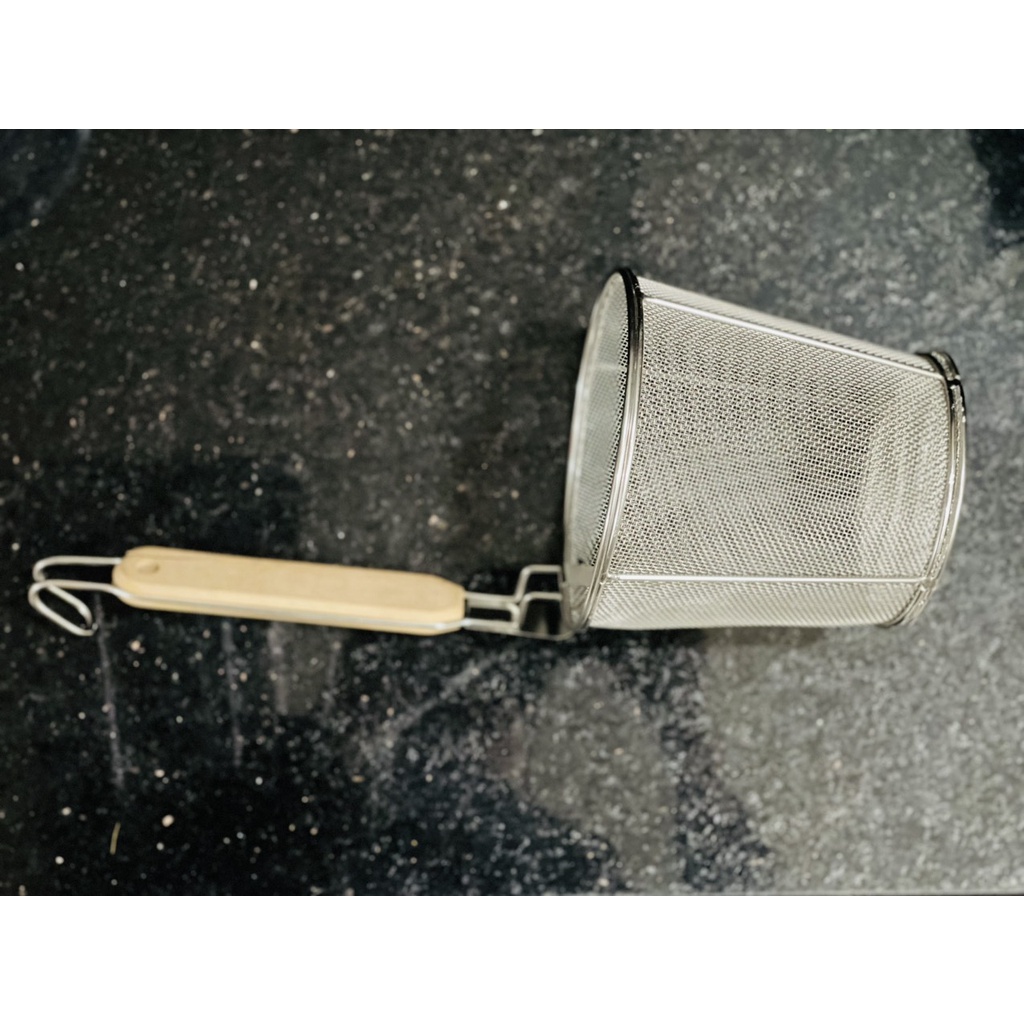 Vợt hủ túi lưới INOX - Đường kính lưới 13,5cm, cán gỗ dài 21cm