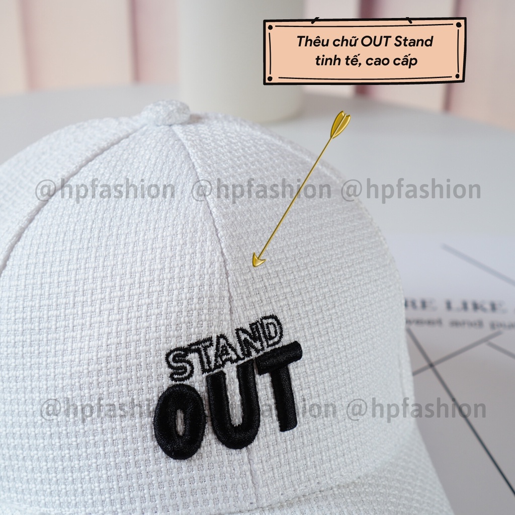 Mũ lưỡi trai ❤️ Nón kết thêu chữ OUT Stand chất vải bố cao cấp form unisex nam nữ N113 - Happy Style