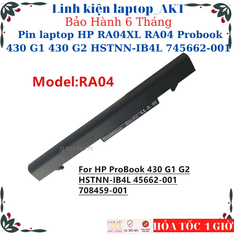 Pin laptop HP RA04XL RA04 Probook 430 G1 430 G2 HSTNN-IB4L 745662-001