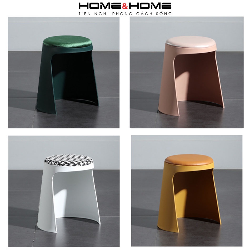 Ghế Đôn Nhựa Đúc Có Đệm Độc Đáo Home&Home - Ghế Đẩu, Ghế Đôn Nhiều Màu Ngồi Cafe, Làm Nail Decor Quán Đẹp