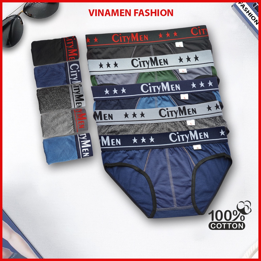 Combo 5 quần lót nam cotton CITYMEN cao cấp xịp sịp nam co dãn thấm hút tốt