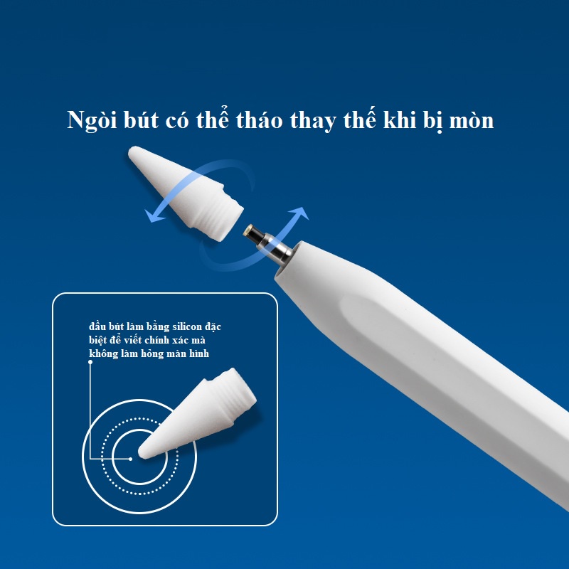 Bút Cảm Ứng Mẫu Pencil Gen 2 Cho iPad, sạc không dây, Chức Năng Chống Chạm, Nét Nghiêng, Từ Tính Hút Chạm
