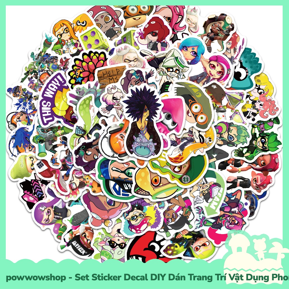 [Sẵn VN - Hỏa Tốc] Set Bộ 50 Miếng Sticker DIY Chống Thấm Nước Dán Trang Trí Vật Dụng Phong Cách Nhân Vật Game Splatoon