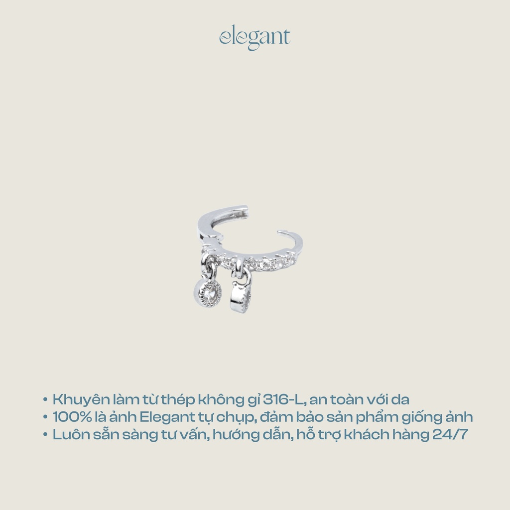 Khuyên tai vòng đá thả 10mm 2 GEM DROP HOOP Elegant